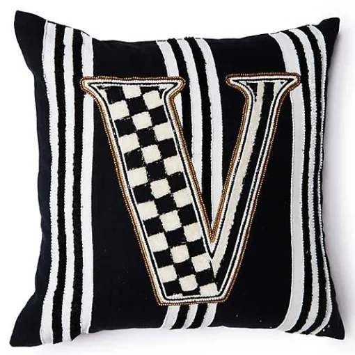 Monogram V Beaded Throw Pillow
