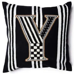 Monogram Y Beaded Throw Pillow