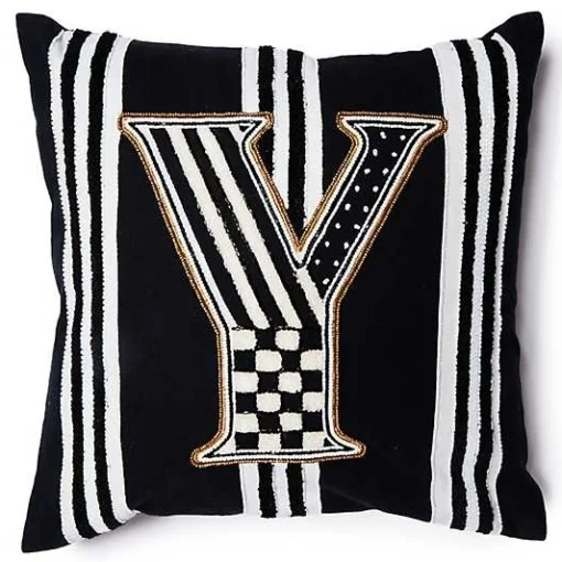 Monogram Y Beaded Throw Pillow