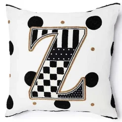 Monogram Z Beaded Throw Pillow