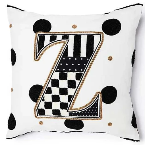 Monogram Z Beaded Throw Pillow