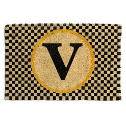Monogrammed V Entrance Mat