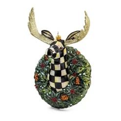 Moose Head Wreath Glass Ornament