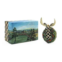 Moose Head Wreath Glass Ornament