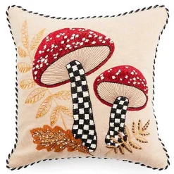 Mushroom Check Beaded Throw Pillow