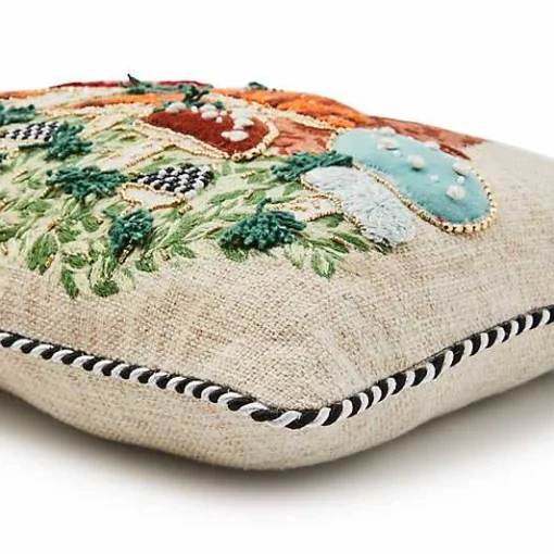 Mushroom Embellished Lumbar Pillow