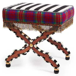On Wall Street Stripe Cushioned Accent Stool