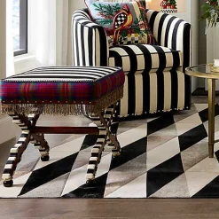 On Wall Street Stripe Cushioned Accent Stool