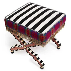 On Wall Street Stripe Cushioned Accent Stool