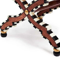 On Wall Street Stripe Cushioned Accent Stool