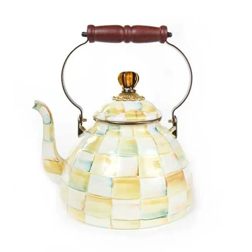 Parchment Check 3 Quart Tea Kettle