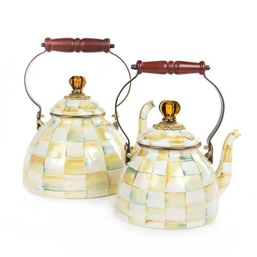 Parchment Check 2 Quart Tea Kettle