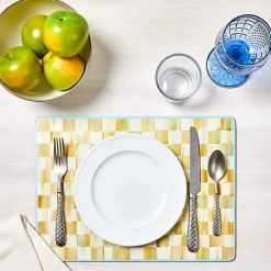Parchment Check Cork Back Placemats, Set of 4