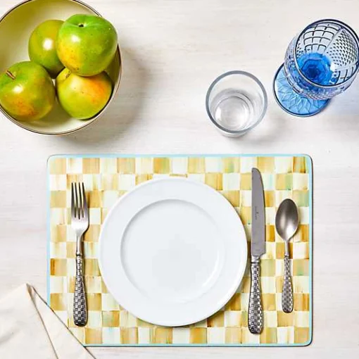 Parchment Check Cork Back Placemats, Set of 4