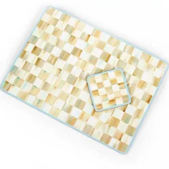 Parchment Check Cork Back Placemats, Set of 4