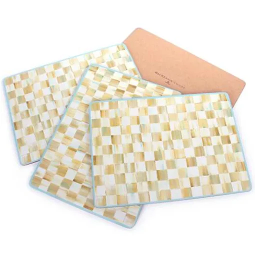 Parchment Check Cork Back Placemats, Set of 4