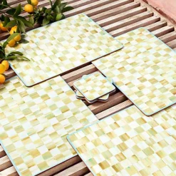 Parchment Check Cork Back Placemats, Set of 4