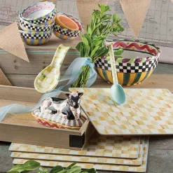 Parchment Check Cork Back Placemats, Set of 4