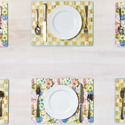 Parchment Check Cork Back Placemats, Set of 4