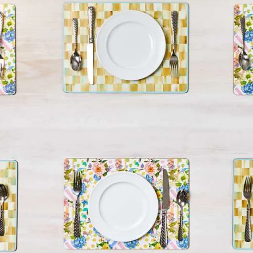Parchment Check Cork Back Placemats, Set of 4