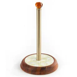 Parchment Check Wood Paper Towel Holder