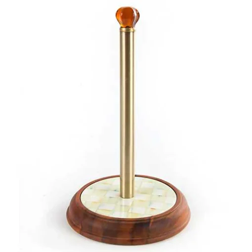Parchment Check Wood Paper Towel Holder