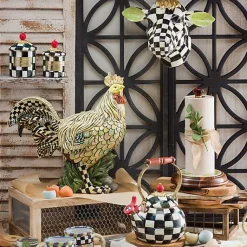 Parchment Check Wood Paper Towel Holder