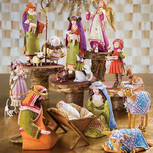 Patience Brewster Nativity Piping Girl with Kitten Figures