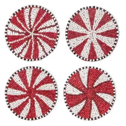 Peppermint Beaded Coasters, Set of 4