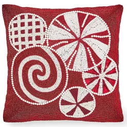 Peppermint Beaded Throw Pillow