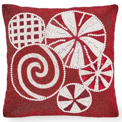 Peppermint Beaded Throw Pillow