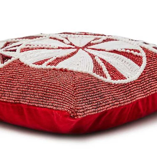 Peppermint Beaded Throw Pillow