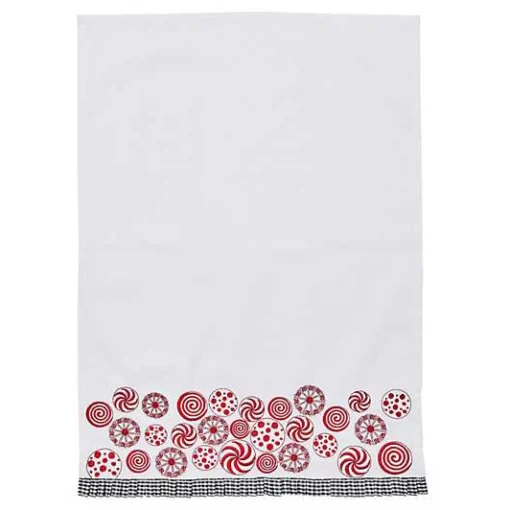 Peppermint Embroidered Dish Towel
