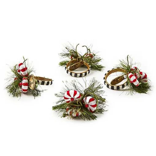 Peppermint  Pine Napkin Rings, Set of 4