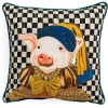 Pig With Pearl Earring Throw Pillow