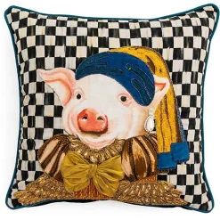 Pig With Pearl Earring Throw Pillow