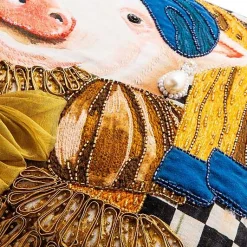 Pig With Pearl Earring Throw Pillow
