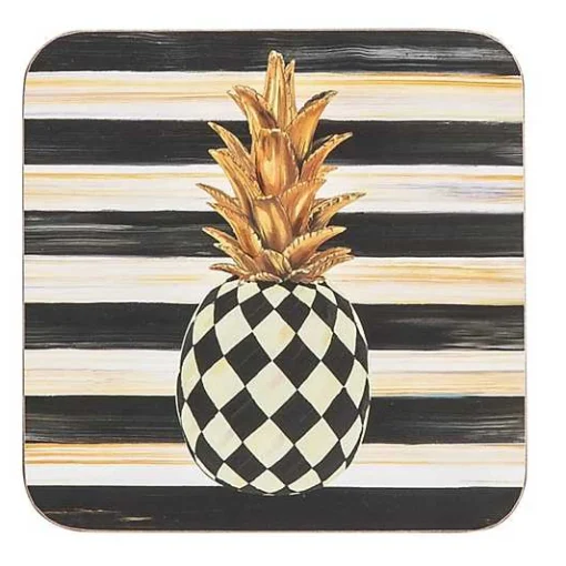 Pineapple Cork Back Coasters, Set of 4