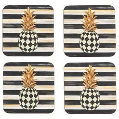 Pineapple Cork Back Coasters, Set of 4