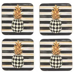 Pineapple Cork Back Coasters, Set of 4
