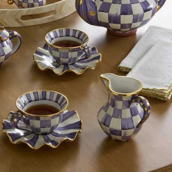 Plum Check Ceramic Creamer