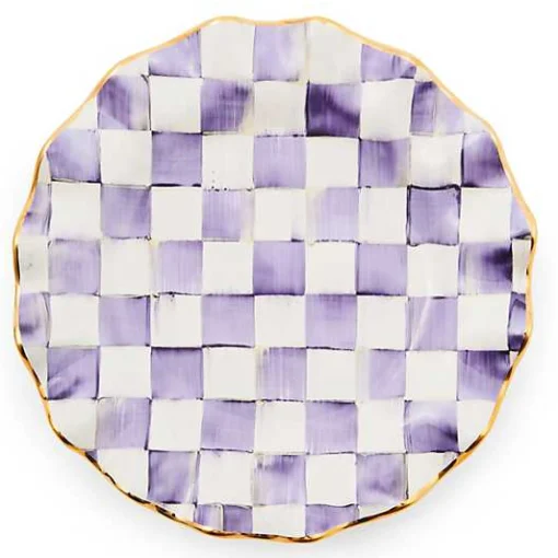 Plum Check Ceramic Fluted Dinner Plate