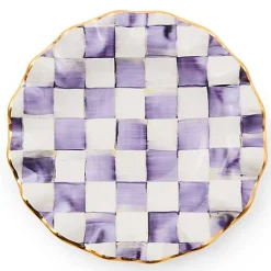 Plum Check Ceramic Fluted Dessert Plate