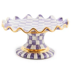 Plum Check Ceramic Fluted Cake Stand