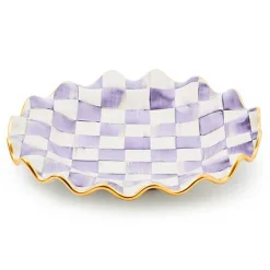 Plum Check Ceramic Fluted Dinner Plate