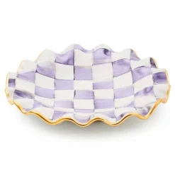 Plum Check Ceramic Fluted Dessert Plate