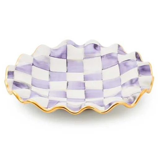 Plum Check Ceramic Fluted Dessert Plate