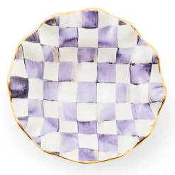 Plum Check Ceramic Fluted Breakfast Bowl