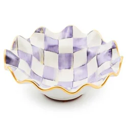 Plum Check Ceramic Fluted Breakfast Bowl