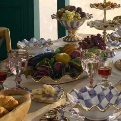 Plum Check Ceramic Serving Platter